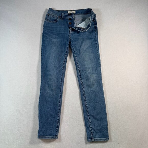 Madewell Jeans Womens 26 Blue Slinny Crop Mid Rise Dark Wash Button Fly - Picture 1 of 14